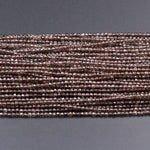 Faceted Natural Smoky Quartz  2mm 3mm 4mm Round Beads Micro Laser Diamond Cut Real Genuine Natural Gemstone 15.5" Strand
