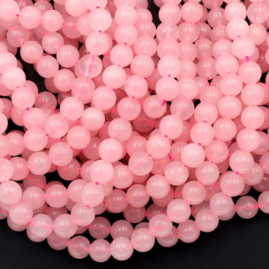 Natural Pink Rose Quartz 4mm 6mm 8mm 10mm 12mm Round Beads Smooth Polished Pastel Soft Baby Pink Gemstone 15.5" Strand