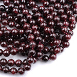Natural Red Garnet 3mm 4mm 6mm 8mm 10mm 12mm 14mm Round Beads Superior AA Grade 15.5" Strand