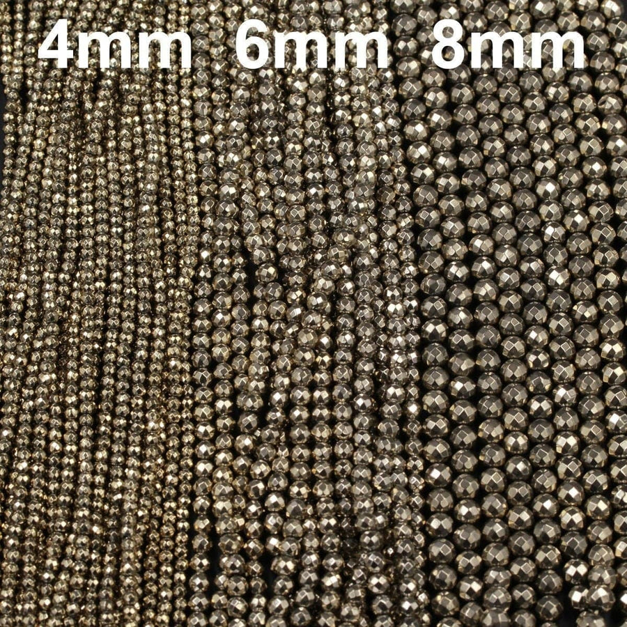 Titanium Pyrite Faceted 2mm 3mm 4mm 6mm 8mm Round Beads 15.5" Strand