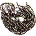 Natural Dragon Blood Jasper 4mm 6mm 8mm 10mm 12mm Round Beads Red Green 15.5" Strand