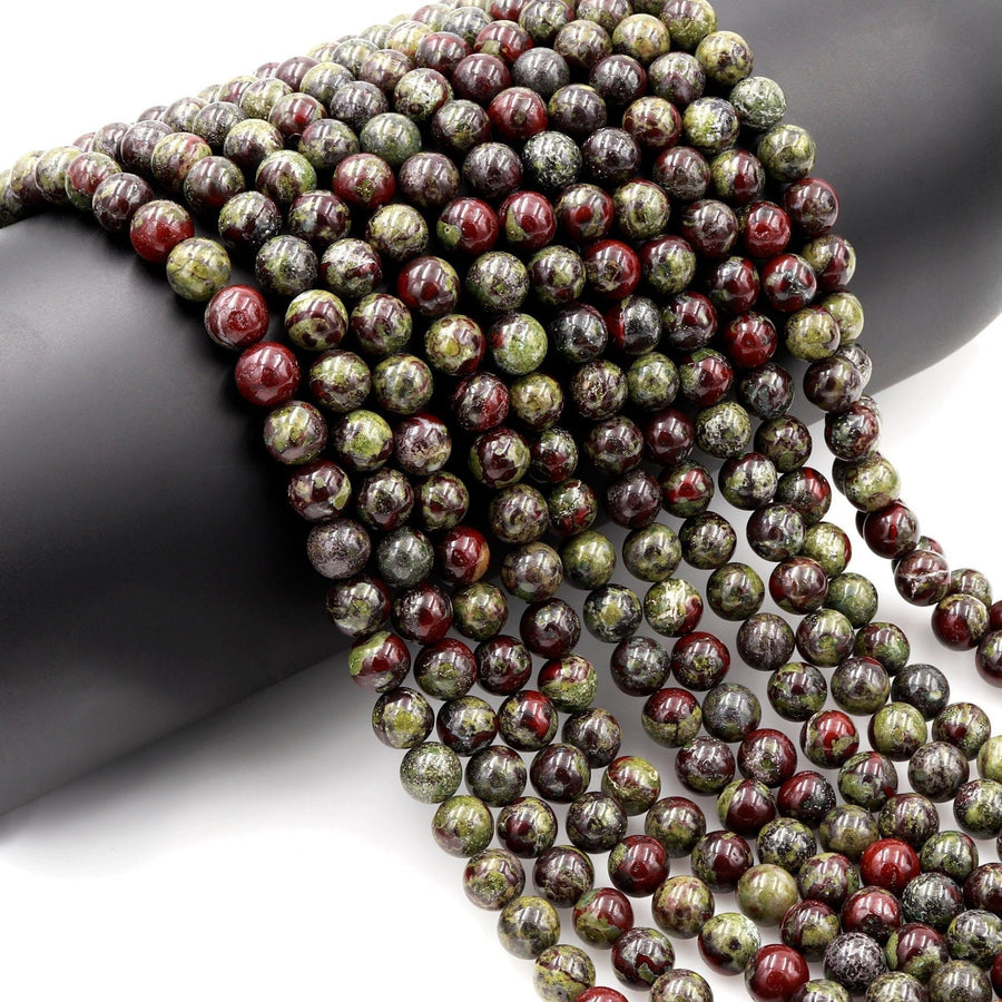 Natural Dragon Blood Jasper 4mm 6mm 8mm 10mm 12mm Round Beads Red Green 15.5" Strand
