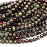 Natural Dragon Blood Jasper 4mm 6mm 8mm 10mm 12mm Round Beads Red Green 15.5" Strand