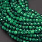 AAA Micro Faceted Natural Green Malachite Round Beads 2mm 3mm 4mm 5mm 6mm Laser Diamond Cut Gemstone 15.5" Strand