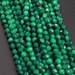 AAA Micro Faceted Natural Green Malachite Round Beads 2mm 3mm 4mm 5mm 6mm Laser Diamond Cut Gemstone 15.5" Strand