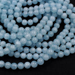 Natural Blue Aquamarine 4mm 6mm 8mm 10mm 12mm 14mm 16mm Smooth Round Beads Real Genuine Gemstone Birthstone 15.5" Strand