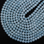 Natural Blue Aquamarine 4mm 6mm 8mm 10mm 12mm 14mm 16mm Smooth Round Beads Real Genuine Gemstone Birthstone 15.5" Strand