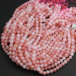 AAA Quality Micro Faceted Natural Peruvian Pink Opal 4mm 6mm 8mm Round Bead Large Sharp Facet Laser Diamond Cut Pink Gemstone 15.5" Strand