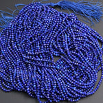 Micro Faceted Natural Blue Lapis Lazuli Round Beads Tiny Small 3mm Faceted Round Beads Diamond Cut Gemstone 15.5" Strand