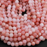 AAA Quality Micro Faceted Natural Peruvian Pink Opal 4mm 6mm 8mm Round Bead Large Sharp Facet Laser Diamond Cut Pink Gemstone 15.5" Strand