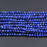 Micro Faceted Natural Blue Lapis 2mm 3mm 4mm 5mm 6mm Round Beads 15.5" Strand