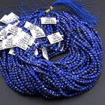 Micro Faceted Natural Blue Lapis 2mm 3mm 4mm 5mm 6mm Round Beads 15.5" Strand