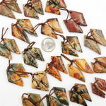 Natural Red Creek Jasper Abstract Butterfly Wing Earring Pair Cabochon Cab Drilled Matched Gemstone Bead Pair Aka Multicolor Picasso Jasper