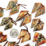 Natural Red Creek Jasper Abstract Butterfly Wing Earring Pair Cabochon Cab Drilled Matched Gemstone Bead Pair Aka Multicolor Picasso Jasper