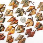 Natural Red Creek Jasper Abstract Butterfly Wing Earring Pair Cabochon Cab Drilled Matched Gemstone Bead Pair Aka Multicolor Picasso Jasper