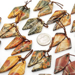 Natural Red Creek Jasper Abstract Butterfly Wing Earring Pair Cabochon Cab Drilled Matched Gemstone Bead Pair Aka Multicolor Picasso Jasper