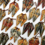 Natural Red Creek Jasper Abstract Butterfly Wing Earring Pair Cabochon Cab Drilled Matched Gemstone Bead Pair Aka Multicolor Picasso Jasper