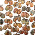 Natural Red Creek Jasper Freeform Earring Pair Cabochon Cab Drilled Matched Gemstone Bead Pair Aka Multicolor Picasso Jasper