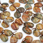 Natural Red Creek Jasper Freeform Earring Pair Cabochon Cab Drilled Matched Gemstone Bead Pair Aka Multicolor Picasso Jasper