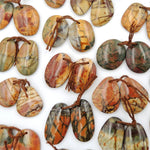 Natural Red Creek Jasper Freeform Earring Pair Cabochon Cab Drilled Matched Gemstone Bead Pair Aka Multicolor Picasso Jasper