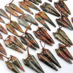 Natural Red Creek Jasper Diamond Earring Pair Cabochon Cab Drilled Modern Kite Shape Matched Gemstone Bead Pair Multicolor Picasso Jasper