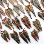 Natural Red Creek Jasper Diamond Earring Pair Cabochon Cab Drilled Modern Kite Shape Matched Gemstone Bead Pair Multicolor Picasso Jasper