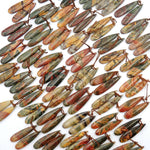 Natural Red Creek Jasper Teardrop Earring Pair Cabochon Cab Drilled Long Teardrop Matched Gemstone Bead Pair Aka Multicolor Picasso Jasper
