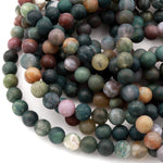 Matte Indian Agate 4mm 6mm 8mm 10mm 12mm Round Beads Natural Green Pink Red Brown Purple Agate 15.5" Strand