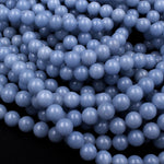 AAA Grade Natural Blue Angelite 4mm 6mm 8mm 10mm Round Beads Aka Anhydrite Angel Stone 15.5" Strand