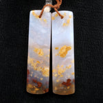 Natural Polka Dot Agate Earring Pair Drilled Gemstone Cabochon Cab Pair Rectangle Matched Earring Bead Pair From Oregon