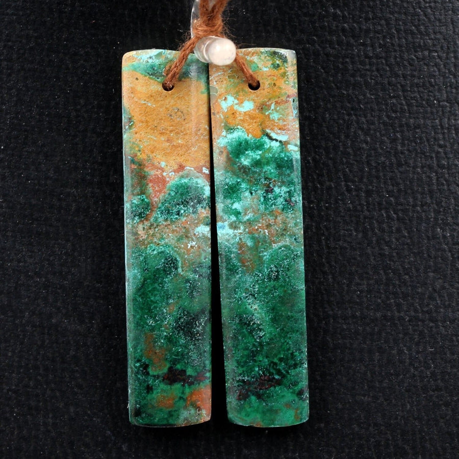 Natural Malachite Chrysocolla Earring Pair Gemstone Drilled Earring Cabochon Cab Pair Rectangle Matched Earring Bead From Australia