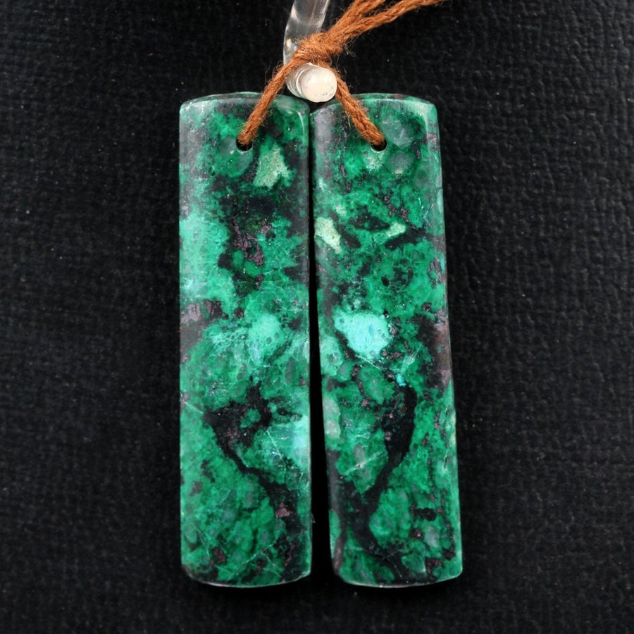 Natural Malachite Chrysocolla Earring Pair Gemstone Drilled Earring Cabochon Cab Pair Rectangle Matched Earring Bead From Australia