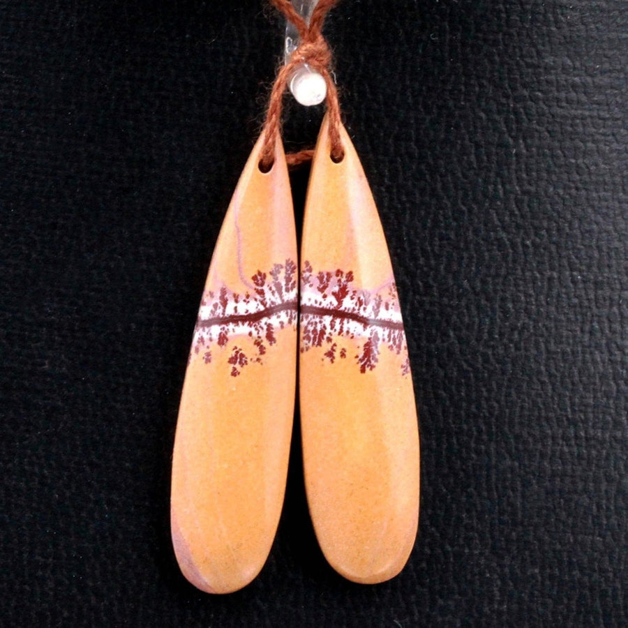 Drilled Natural Sonora Dendritic Rhyolite Jasper Earring Pair Gemstone Earring Cabochon Cab Pair Teardrop Matched Bead Pair From Mexico