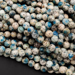 AA Rare K2 6mm 8mm 10mm Round Beads Natural Blue Azurite in Quartz Granite Real Genuine from Pakistan Afghanistan 15.5" Strand
