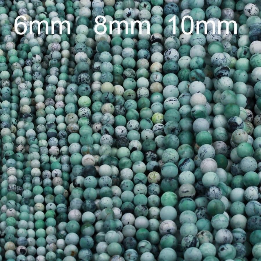 Matte Natural African Green Chrysoprase 6mm 8mm 10mm Round Beads 15.5" Strand