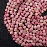 Matte Natural Pink Petrified Rhodonite Beads 4mm 6mm 8mm 10mm Round Beads Earthy Pink Gemstone Beads 15.5" Strand