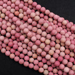 Matte Natural Pink Petrified Rhodonite Beads 4mm 6mm 8mm 10mm Round Beads Earthy Pink Gemstone Beads 15.5" Strand