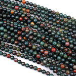 Real Genuine Bloodstone 4mm 6mm 8mm 10mm Round Beads 100% Natural Bloodstone 15.5" Strand