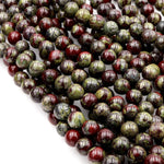 Natural Dragon Blood Jasper 4mm 6mm 8mm 10mm 12mm Round Beads Red Green 15.5" Strand