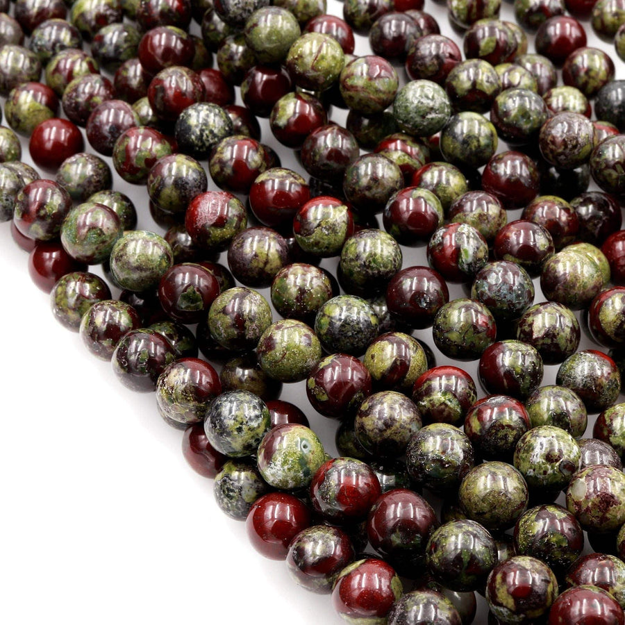 Natural Dragon Blood Jasper 4mm 6mm 8mm 10mm 12mm Round Beads Red Green 15.5" Strand