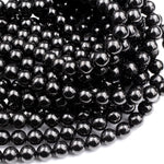 Genuine Real Natural Jet 4mm 6mm 8mm 10mm 12mm Round Beads AAA Quality Natural Black Gemstones 15.5" Strand