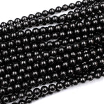 Genuine Real Natural Jet 4mm 6mm 8mm 10mm 12mm Round Beads AAA Quality Natural Black Gemstones 15.5" Strand