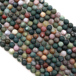 Matte Indian Agate 4mm 6mm 8mm 10mm 12mm Round Beads Natural Green Pink Red Brown Purple Agate 15.5" Strand