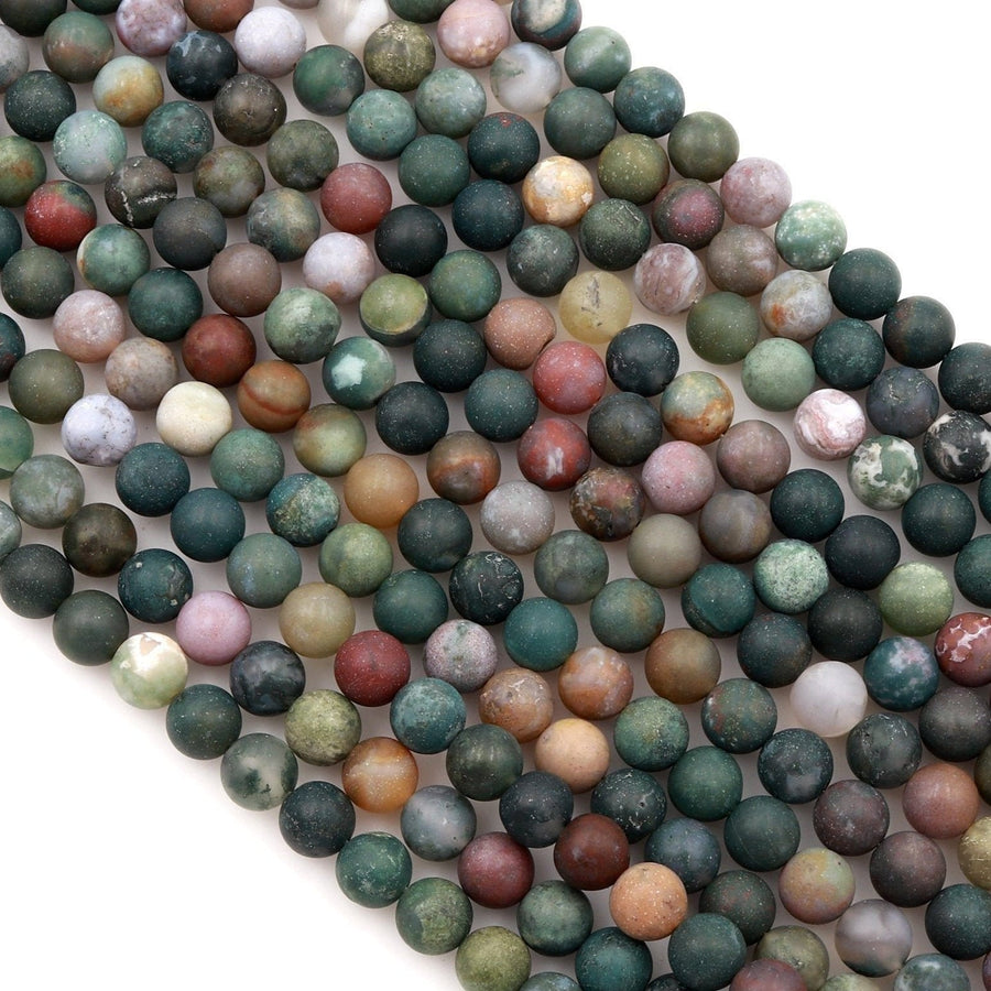Matte Indian Agate 4mm 6mm 8mm 10mm 12mm Round Beads Natural Green Pink Red Brown Purple Agate 15.5" Strand