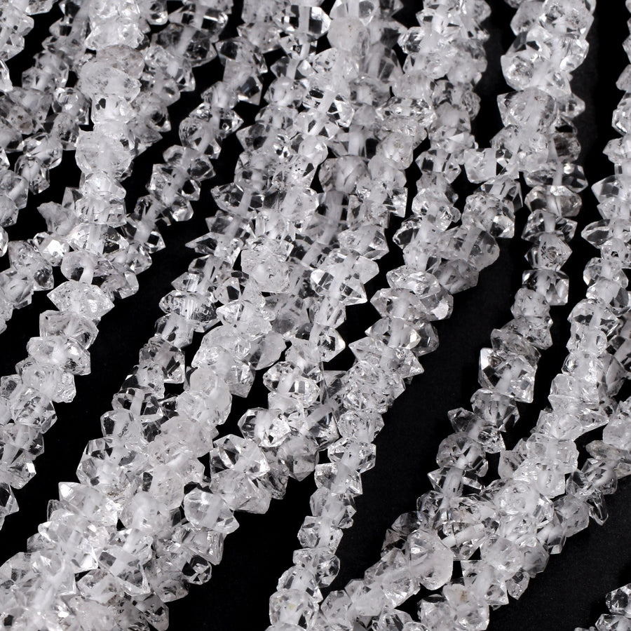 AAA Grade Super Clear Natural Herkimer Diamond Quartz Beads 4mm 6mm 8mm 10mm 12mm Double Pointed Quartz 16" Strand