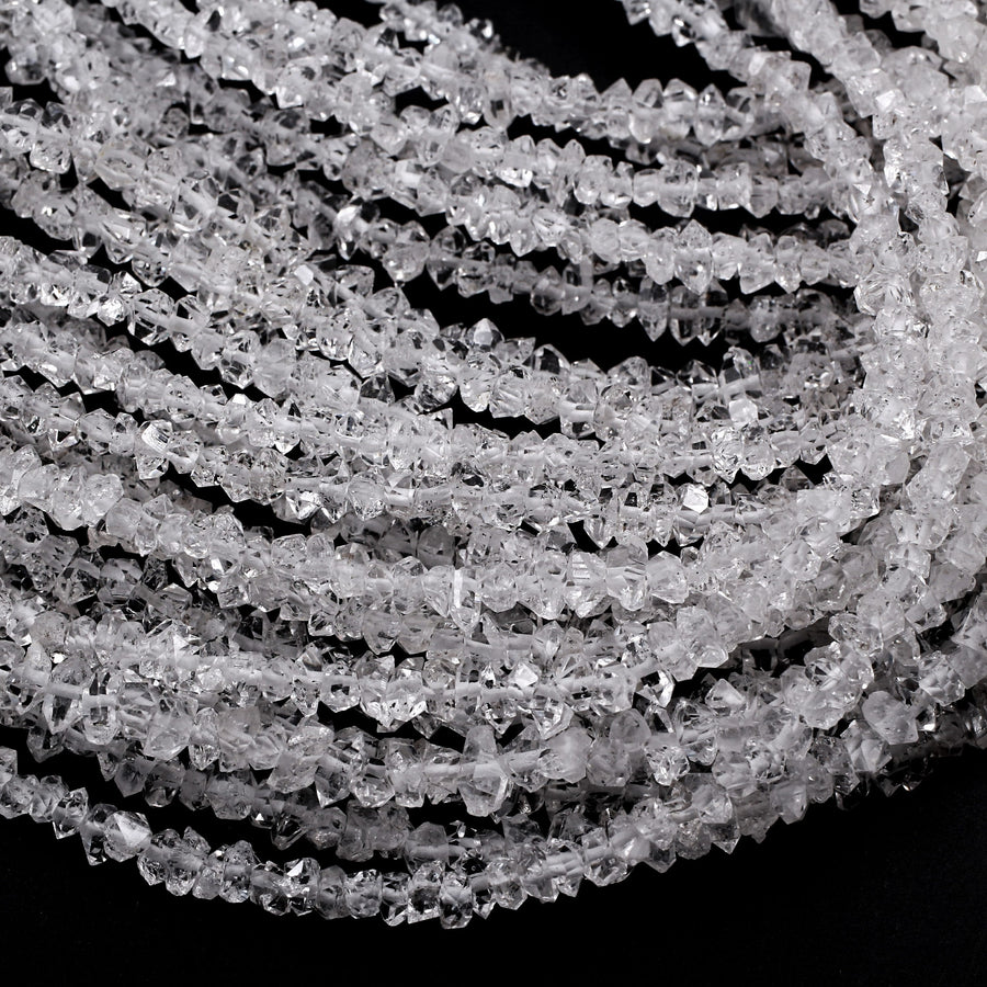 AAA Grade Super Clear Natural Herkimer Diamond Quartz Beads 4mm 6mm 8mm 10mm 12mm Double Pointed Quartz 16" Strand