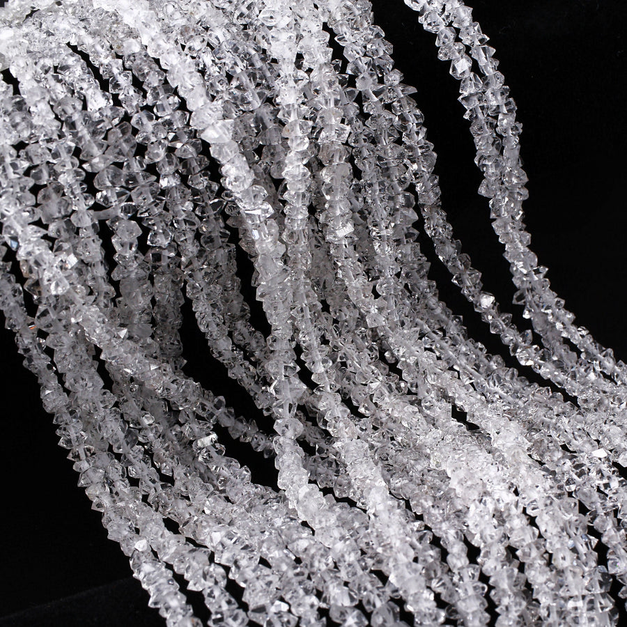 AAA Grade Super Clear Natural Herkimer Diamond Quartz Beads 4mm 6mm 8mm 10mm 12mm Double Pointed Quartz 16" Strand