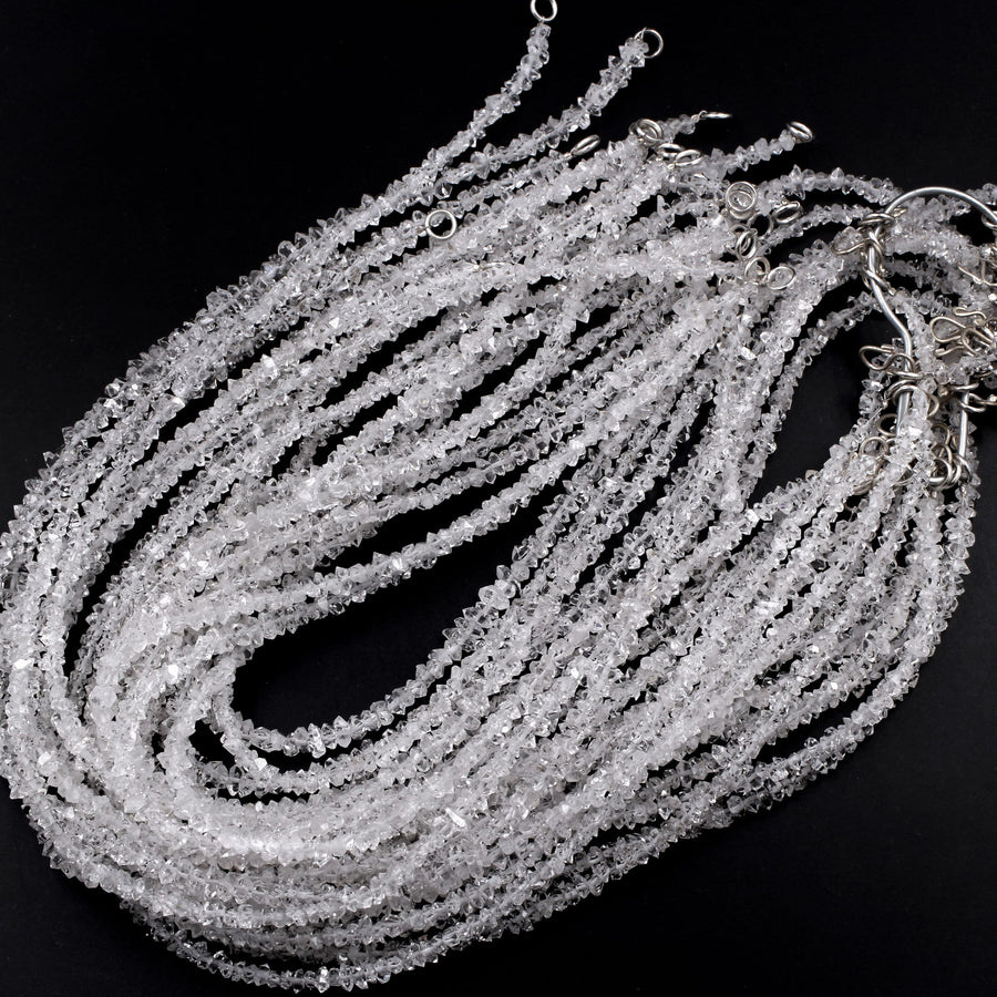 AAA Grade Super Clear Natural Herkimer Diamond Quartz Beads 4mm 6mm 8mm 10mm 12mm Double Pointed Quartz 16" Strand