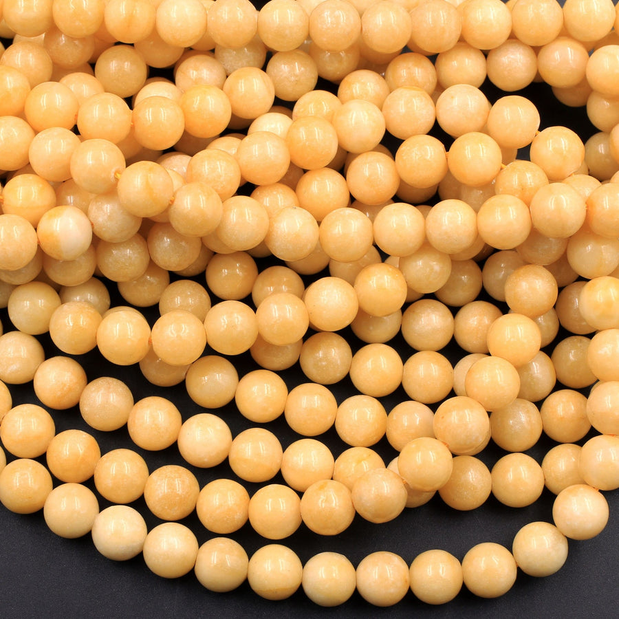 From Burma Stunning Natural Burmese Yellow Jade Round Beads 8mm 10mm 15.5" Strand