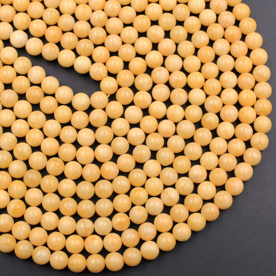 From Burma Stunning Natural Burmese Yellow Jade Round Beads 8mm 10mm 15.5" Strand